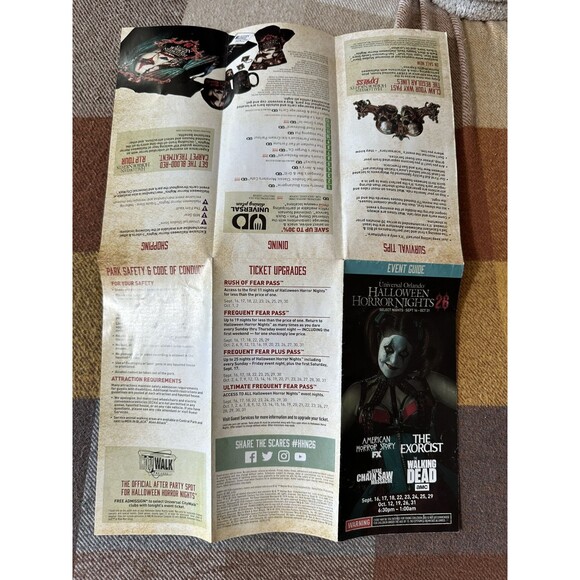 Halloween Horror Nights Event Guide Map 2016 HHN 26 Universal Studios - Picture 5 of 5